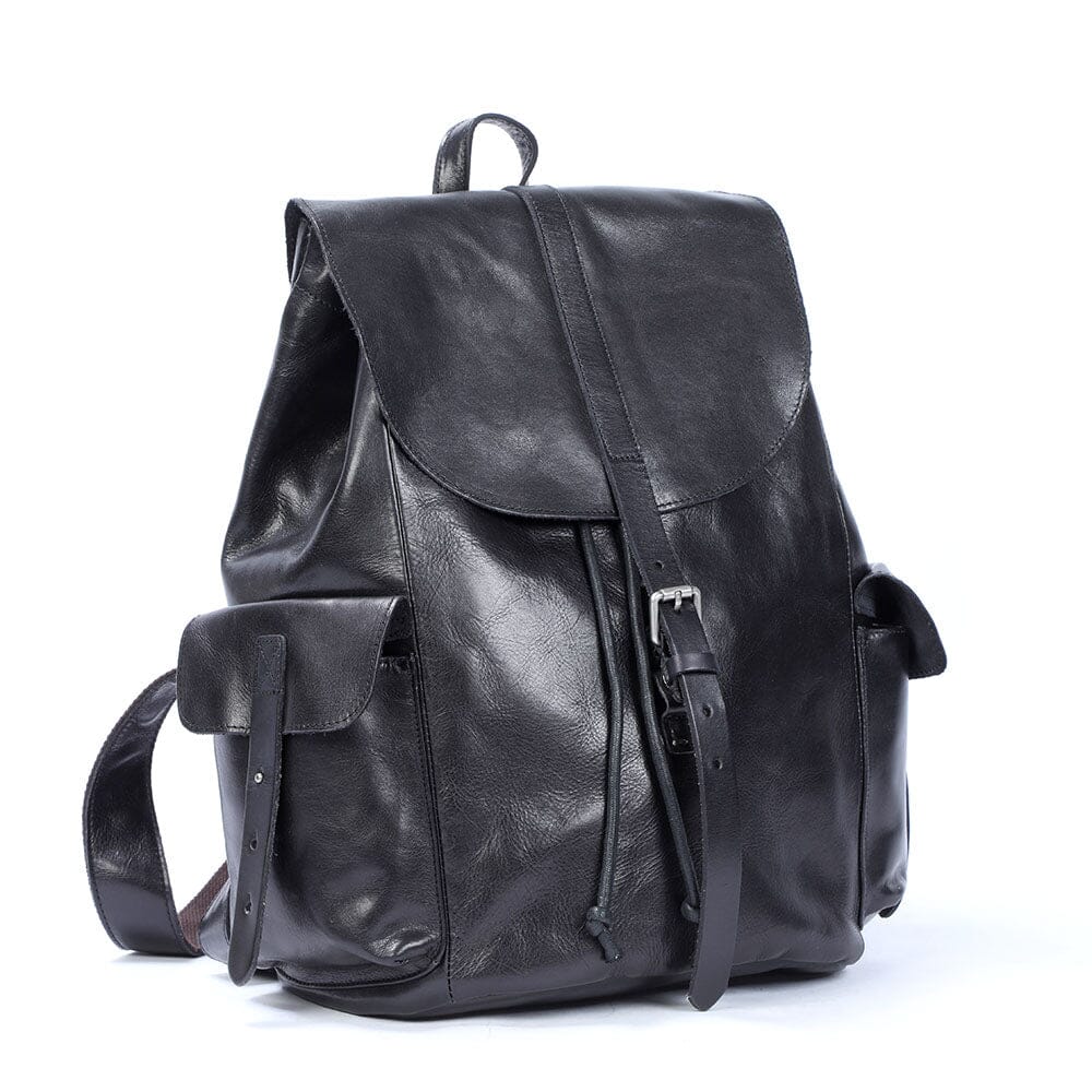 Kleiner schwarzer Leder-Rucksack | BODO