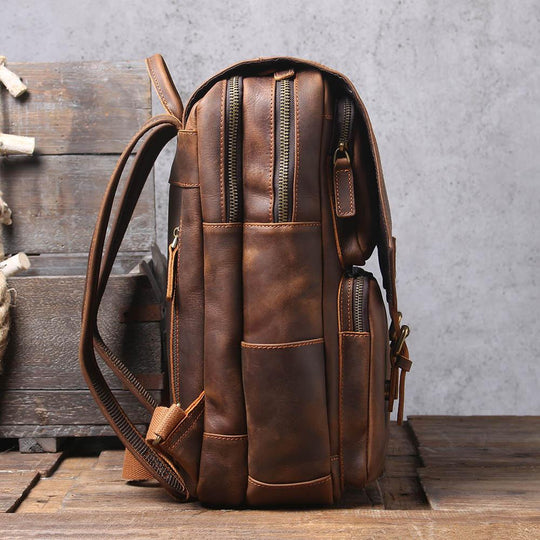 Brauner Leder-Rucksack | BIEFELD