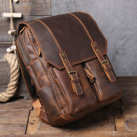 Brauner Leder-Rucksack | BIEFELD