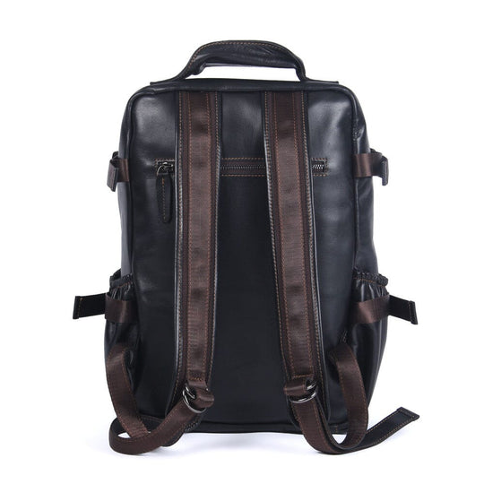 Herren Schwarzer Leder Rucksack | ISAAC