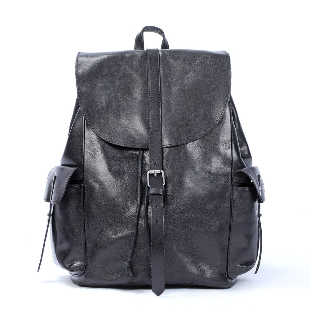 Kleiner schwarzer Leder-Rucksack | BODO