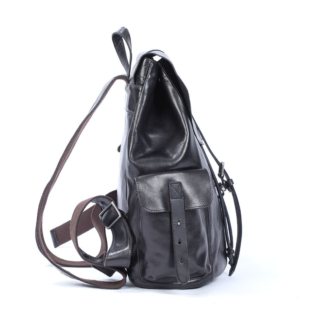 Kleiner schwarzer Leder-Rucksack | BODO